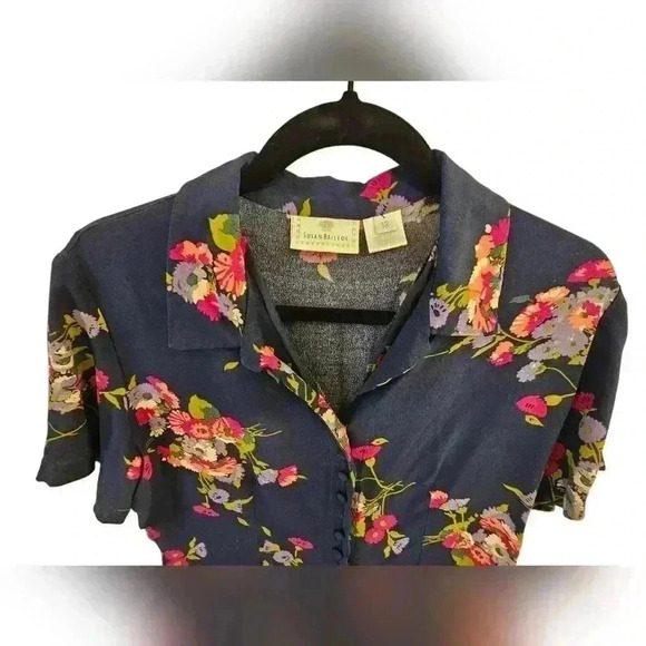 Vintage Susan Bristol Floral Button Down  Shirt and skirt set - Picture 8 of 12